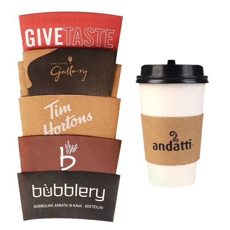 Hot Paper Cup Sleeve Fits 10/12/20/24 Oz Custom Paper Coffee Cup Sleeves with Logo