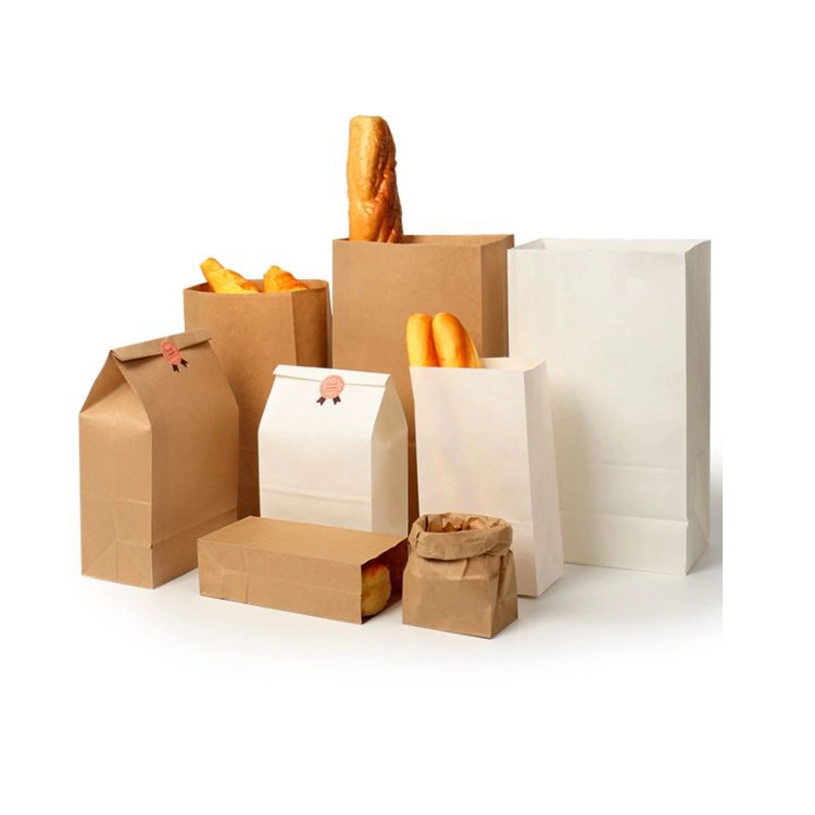 Custom Takeaway Kraft Food Packaging Bakery Bread Paper Bag for Food Takeaway