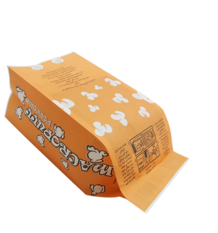 Various Size Fast Shipping Greaseproof Square Bottom Food Packing Microwave Popcorn Paper Bags