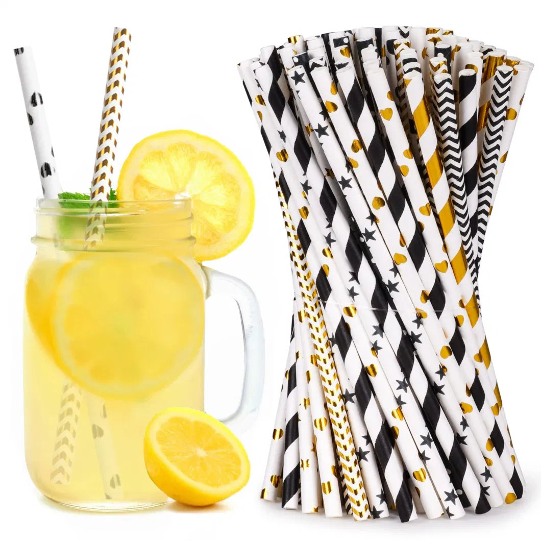 China Factory Wholesale Custom Eco Friendly Biodegradable Disposable Bubble Tea White Brown Paper Drinking Straw